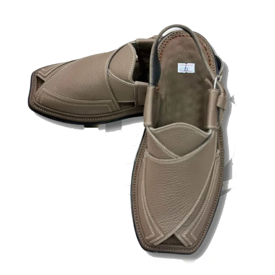Beige Crocodile Texture Takidar Peshawari Chappal