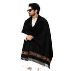 Black 48 Pure Australian Woolen Shawl with Frame Border - view 2