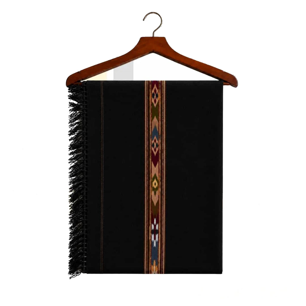 Black 48 Pure Australian Woolen Shawl with Frame Border