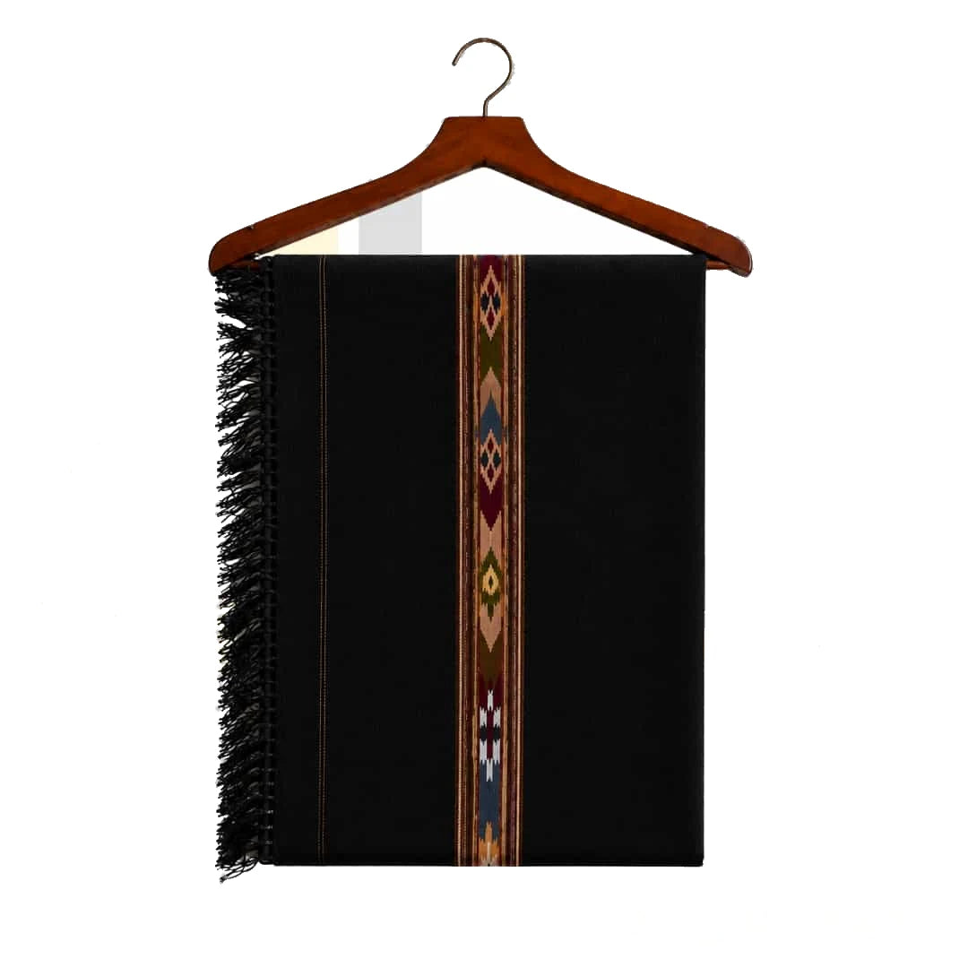 Black 48 Pure Australian Woolen Shawl with Frame Border