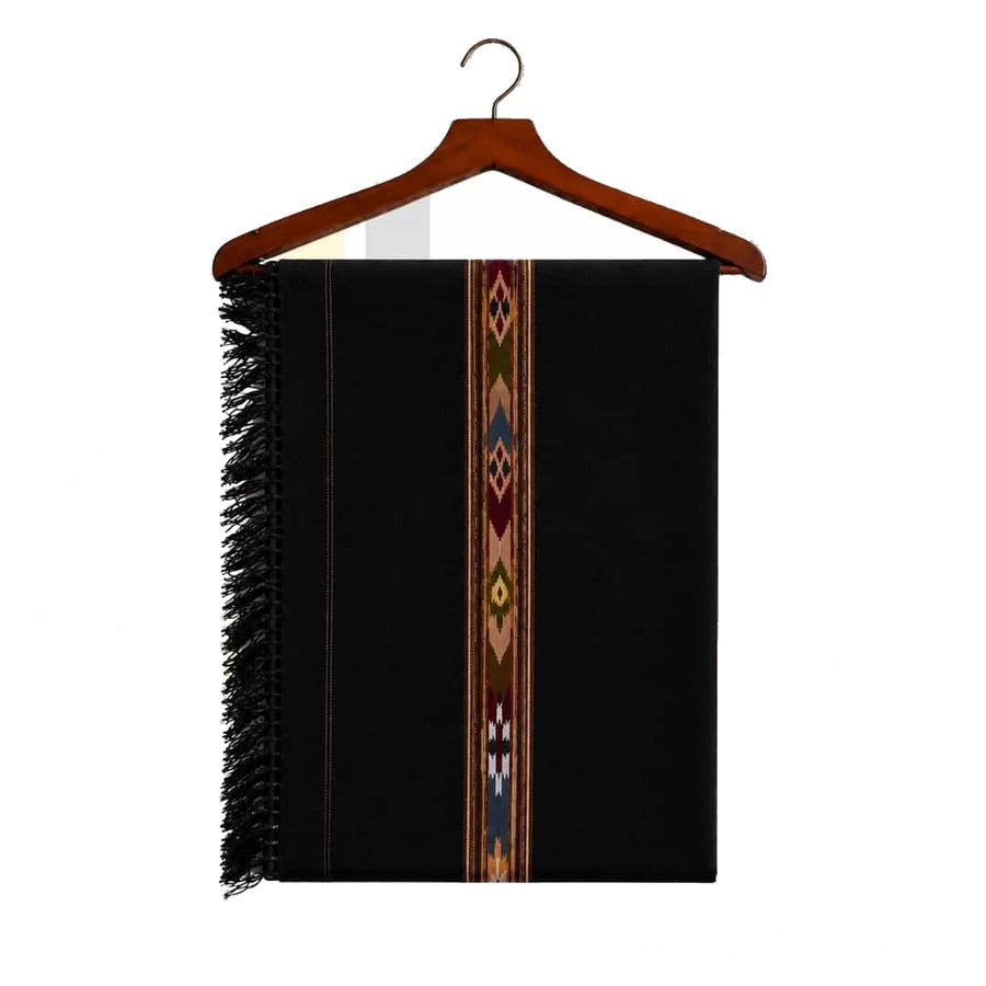 Black 48 Pure Australian Woolen Shawl with Frame Border