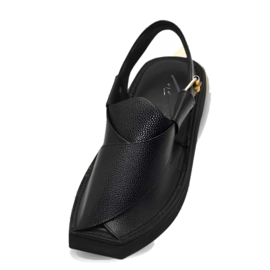 Black Dotted Kaptaan Chappal