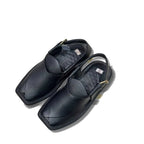 Black Dotted Smart Zalmi Peshawari Chappal - view 2