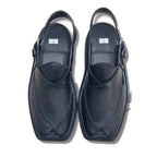 Black Dotted Takidar Medium Sole Peshawari Chappal
