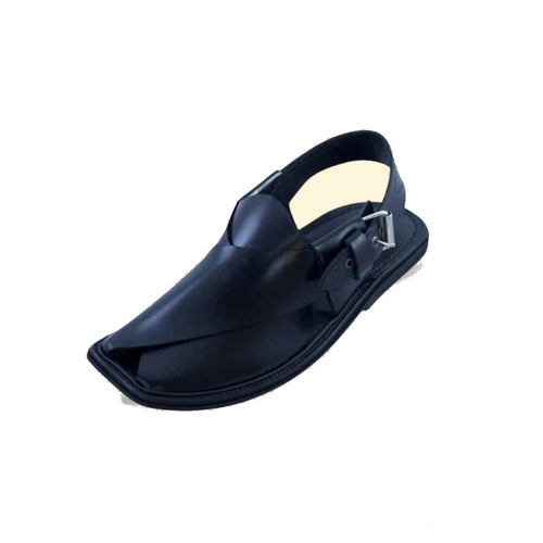 Black Gol T Peshawari Chappal - view 2