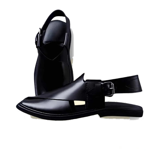 Black Gol T Peshawari Chappal