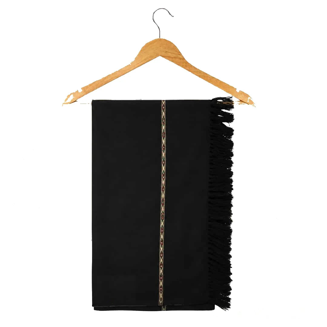Black Plain 100% Acrylic Men Shawl