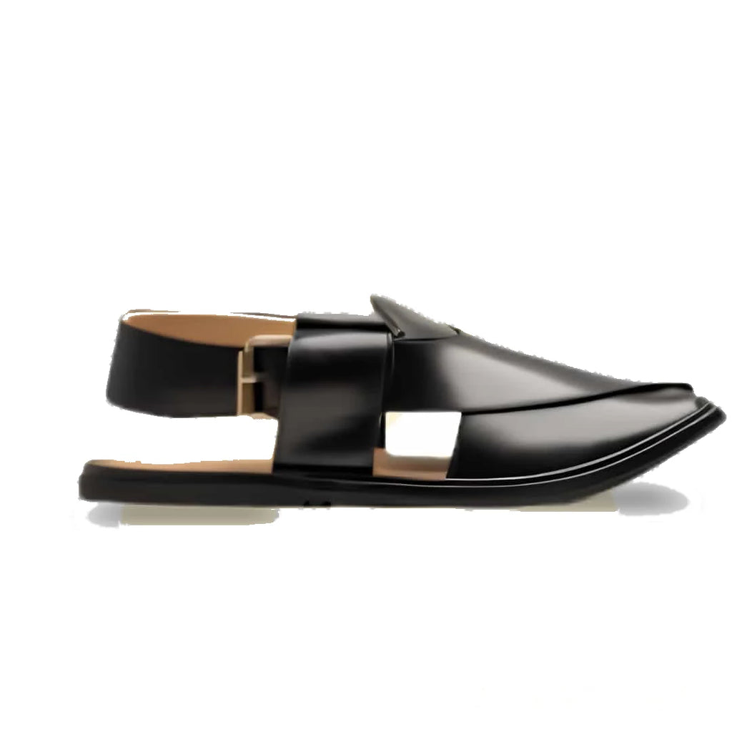 Black Smart Zalmi Peshawari Chappal - view 2