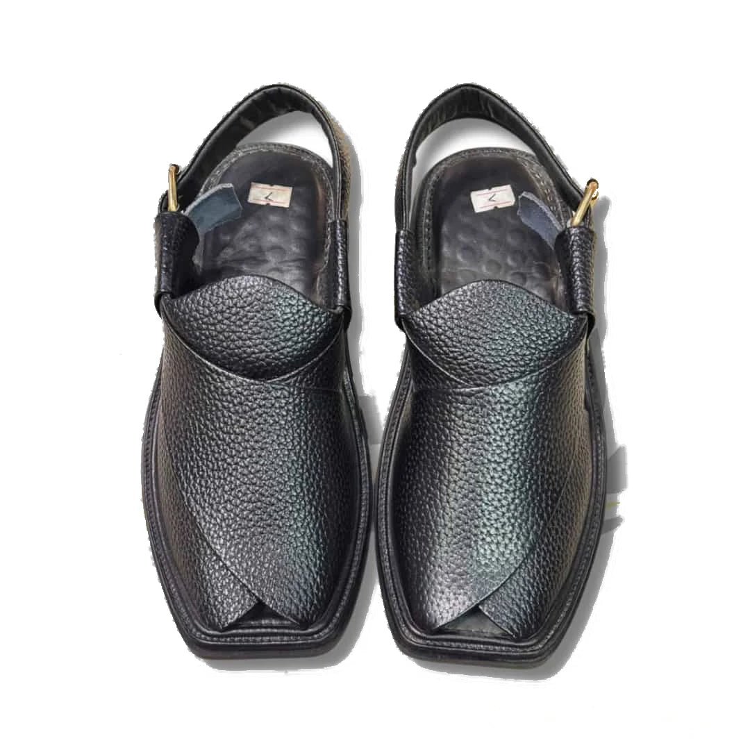 Black Dotted Smart Zalmi Peshawari Chappal