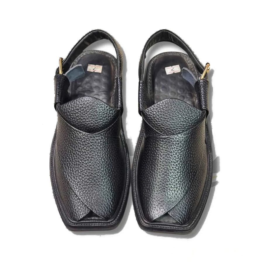 Black Dotted Smart Zalmi Peshawari Chappal