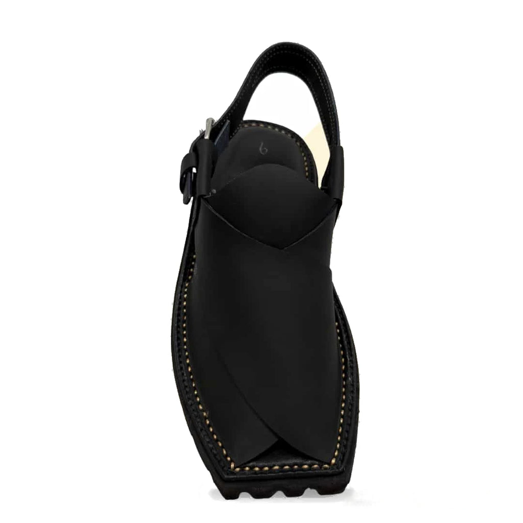 Black Vibram Sole Peshawari Chappal - view 2