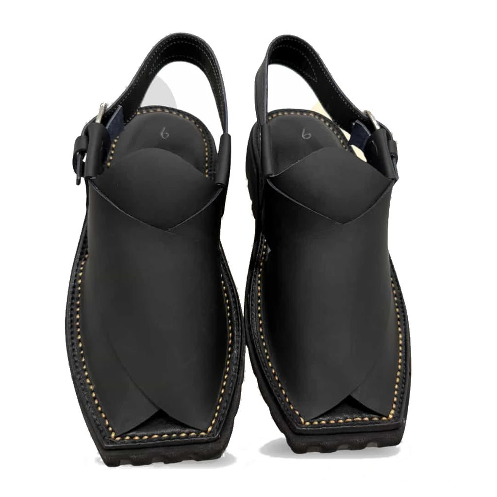 Black Vibram Sole Peshawari Chappal