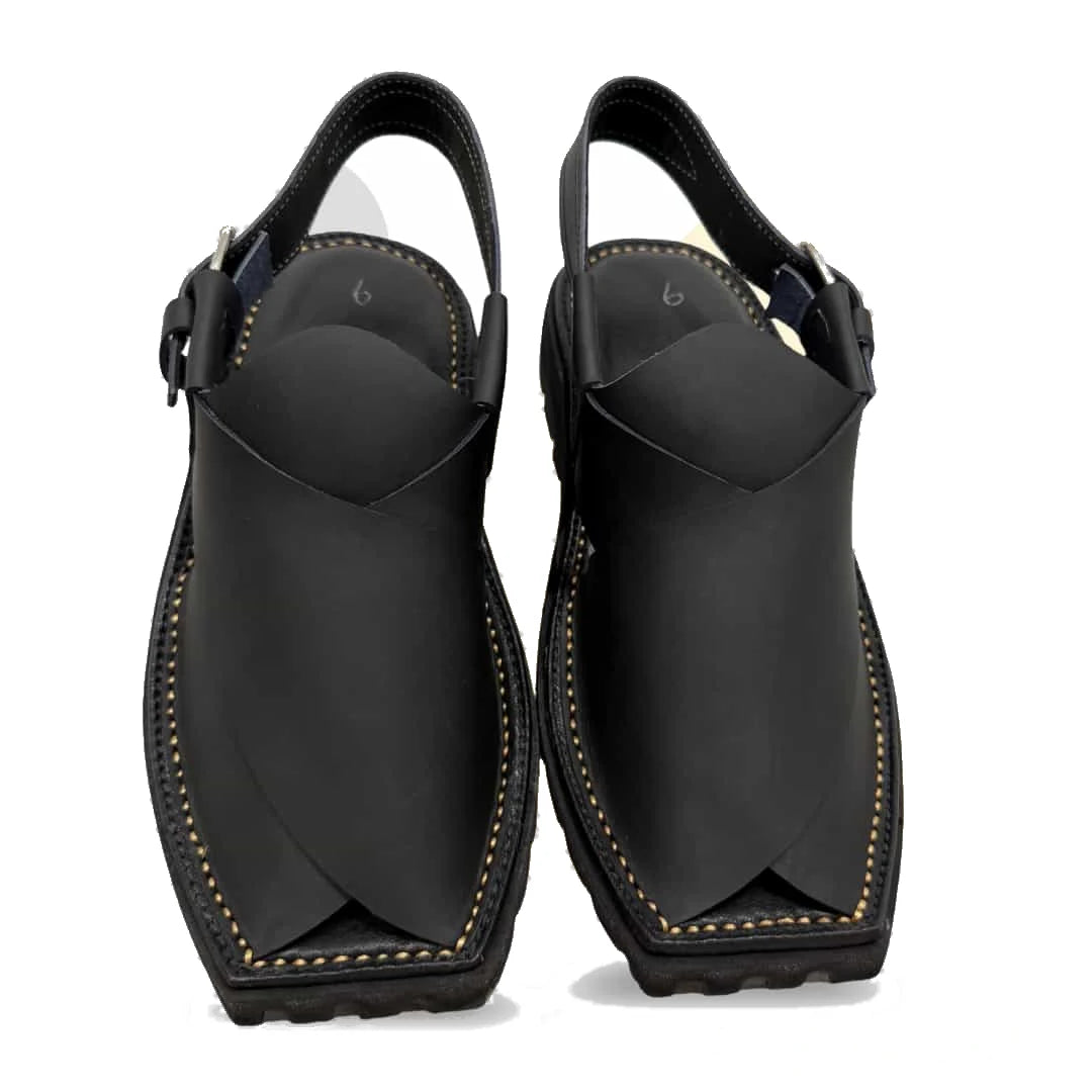 Black Vibram Sole Peshawari Chappal