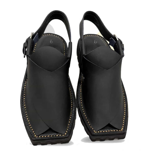 Black Vibram Sole Peshawari Chappal