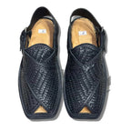 Black Woven Gol-T Peshawari Chappal