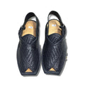 Black Woven T-Shape Peshawari Chappal