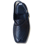 Black Woven Takidar Peshawari Chappal - Medium Sole