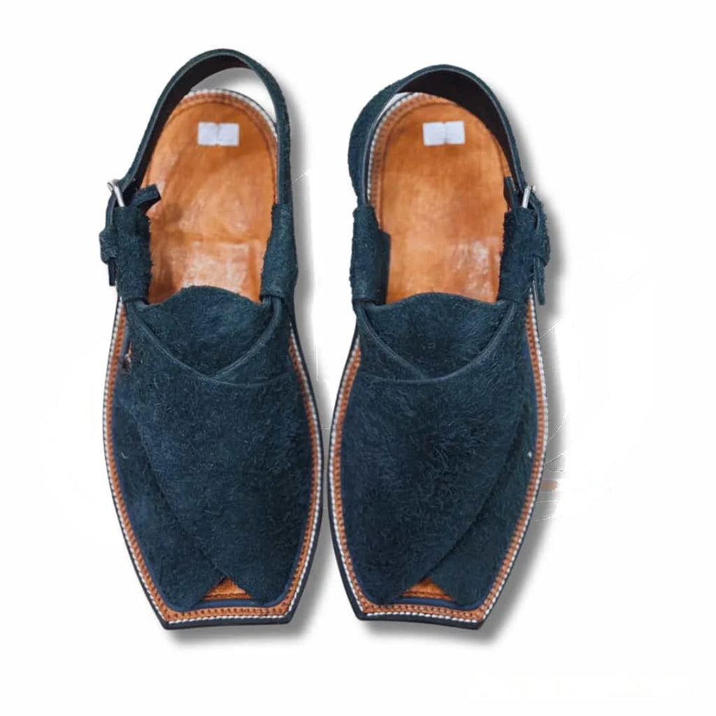 Blue Suede Peshawari Chappal