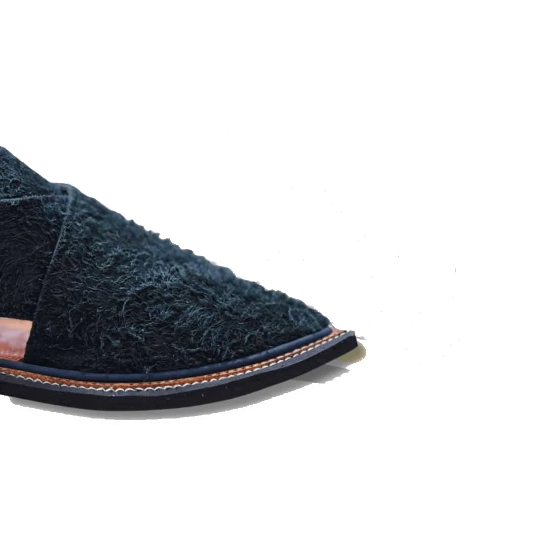 Blue Suede Peshawari Chappal - view 4