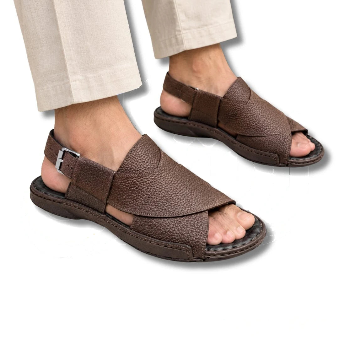 Brown Soft Sole Striped Slippers