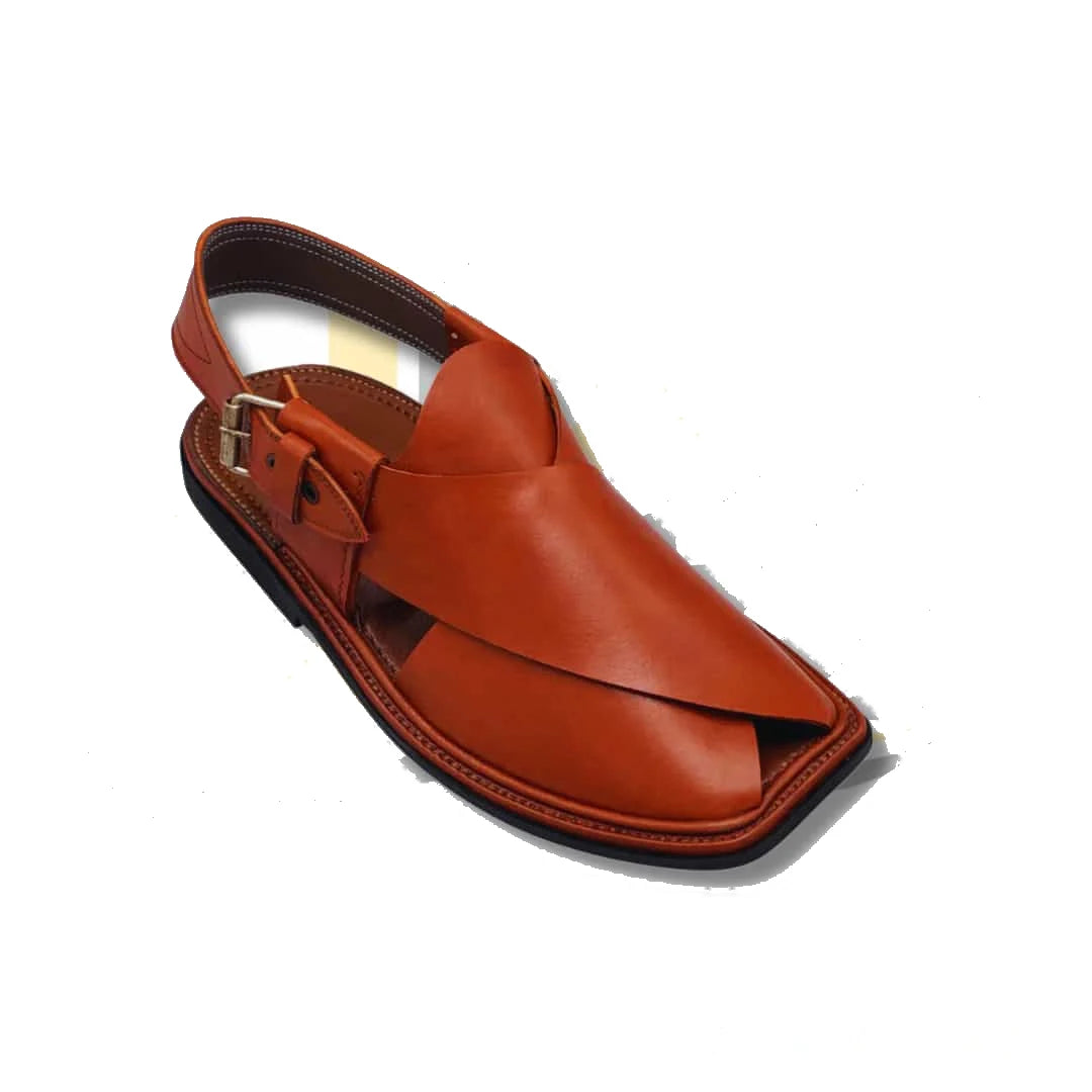 Burgundy Gol T Peshawari Chappal - view 3