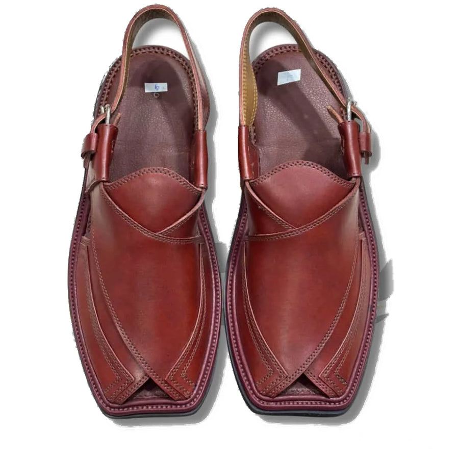 Burgundy Takidar Peshawari Chappal