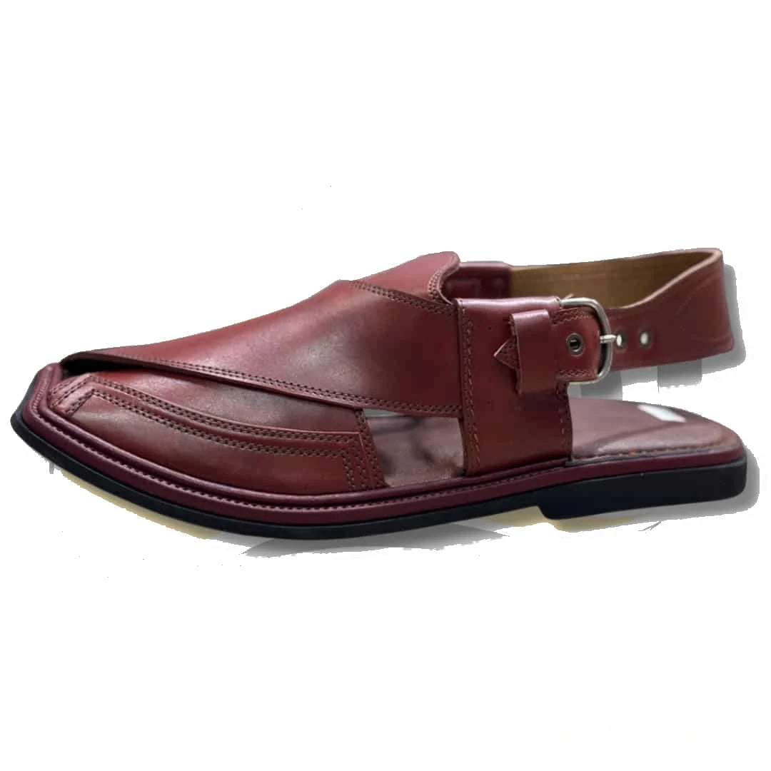 Burgundy Takidar Peshawari Chappal - view 3