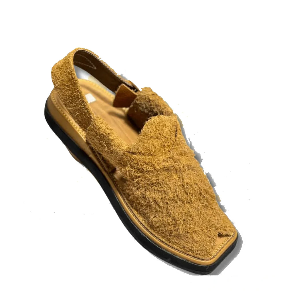 Camel Medium Sole Suede Peshawari Chappal - view 3