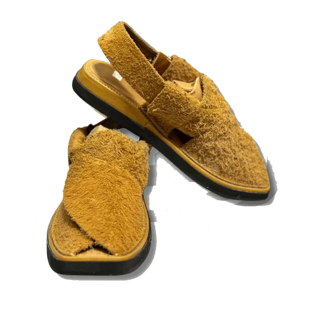 Camel Medium Sole Suede Peshawari Chappal - view 2