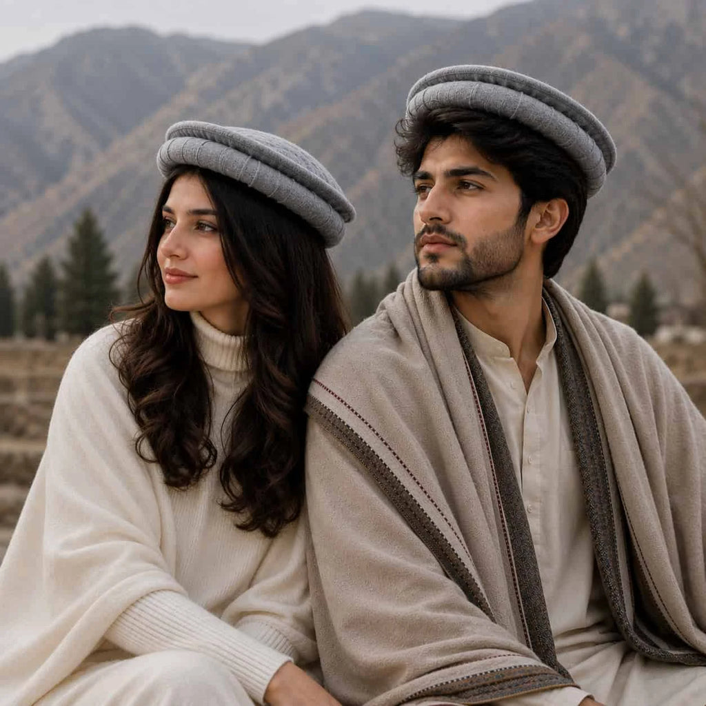Luxury Handmade Pure Wool Gray Chitrali Pakol Cap - view 2