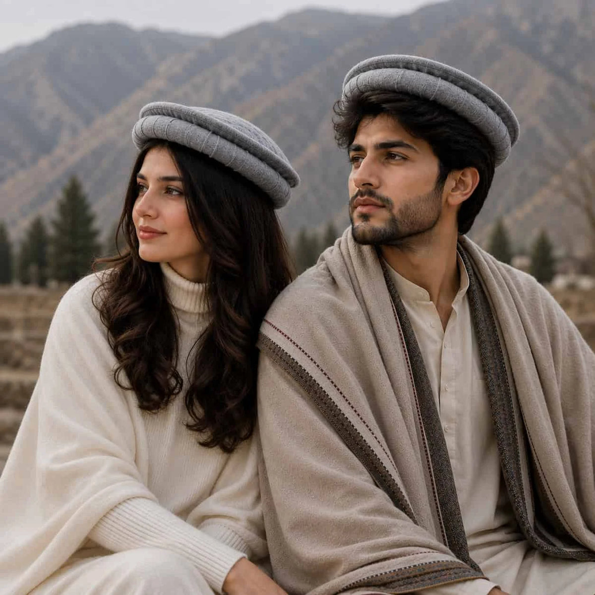 Luxury Handmade Pure Wool Gray Chitrali Pakol Cap - view 2