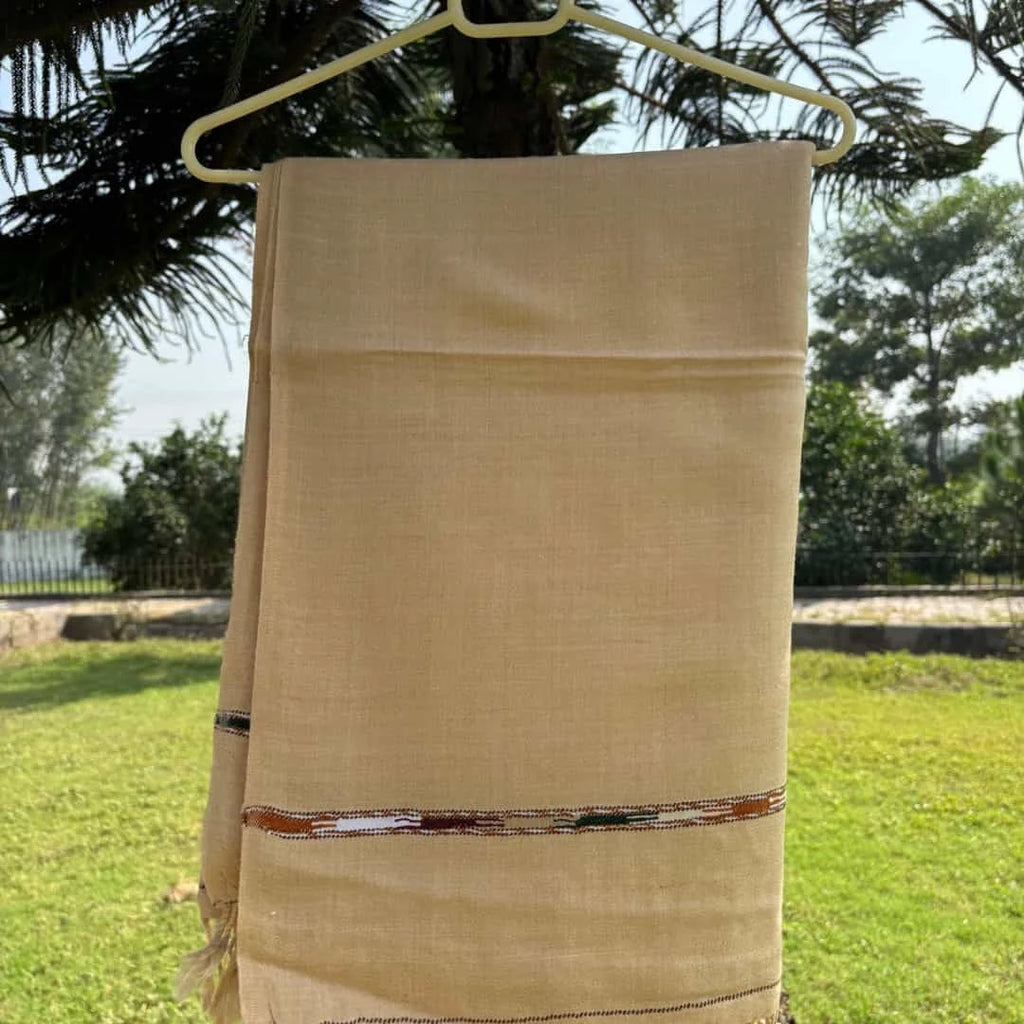 Men’s Cream Wool Shawl-E-Hindi