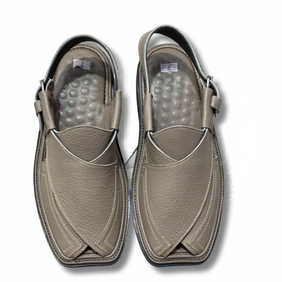 Dark Beige Crocodile Texture Takidar Peshawari Chappal