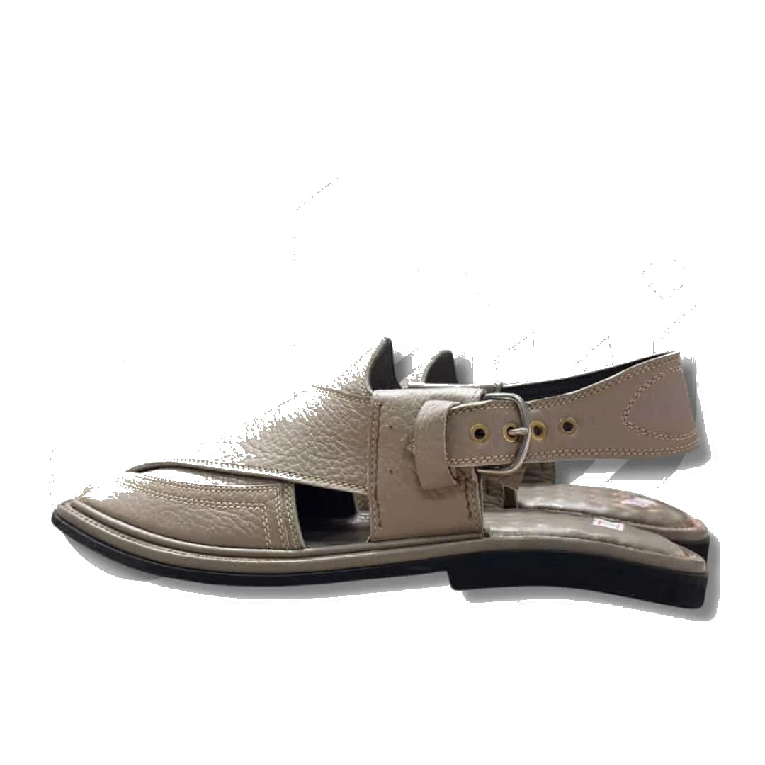 Dark Beige Crocodile Texture Takidar Peshawari Chappal - view 2