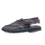 Dark Brown Dotted Takidar Medium Sole Peshawari Chappal - view 3