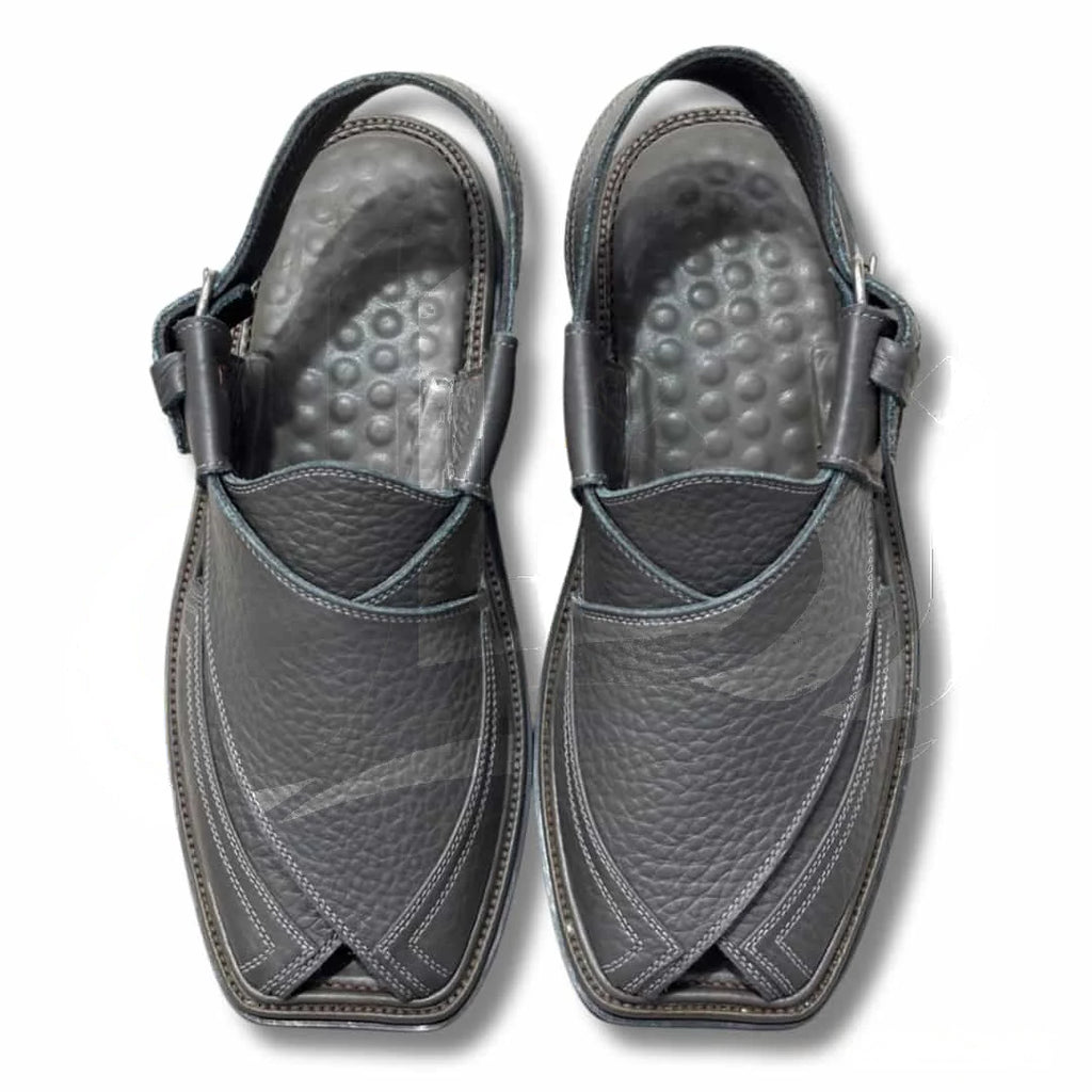 Dark Gray Crocodile Texture Takidar Peshawari Chappal