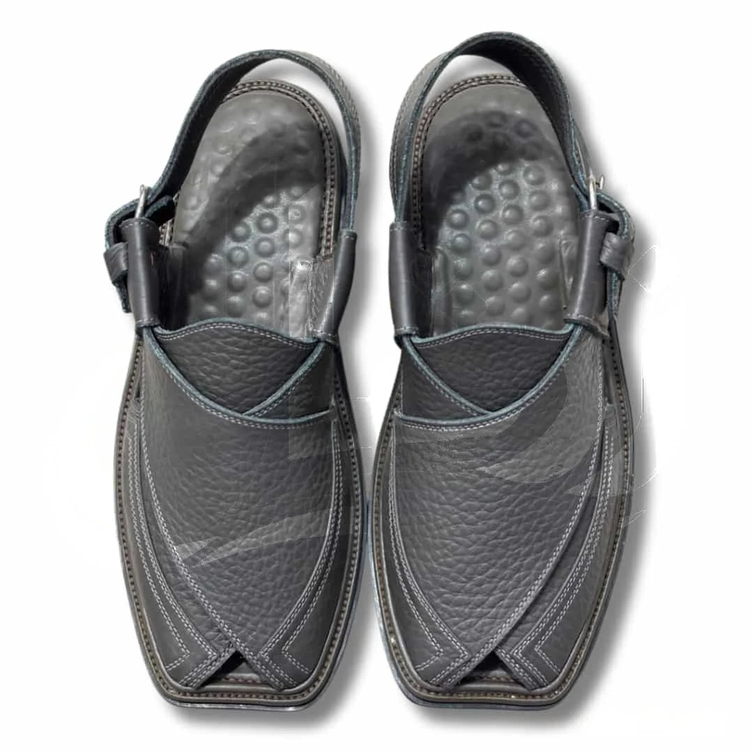 Dark Gray Crocodile Texture Takidar Peshawari Chappal