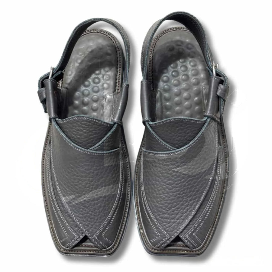 Dark Gray Crocodile Texture Takidar Peshawari Chappal