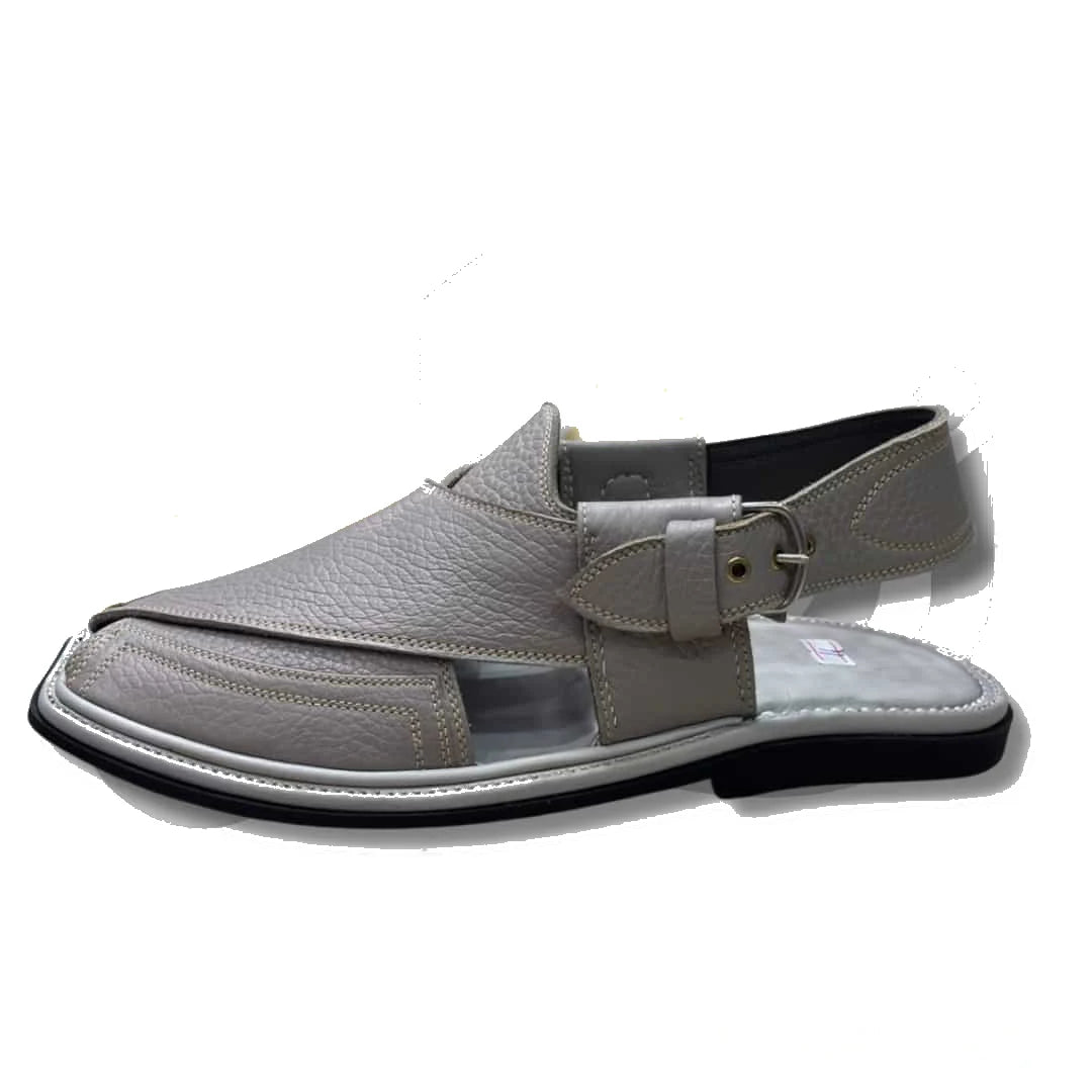 Gray Crocodile Texture Takidar Peshawari Chappal - view 2