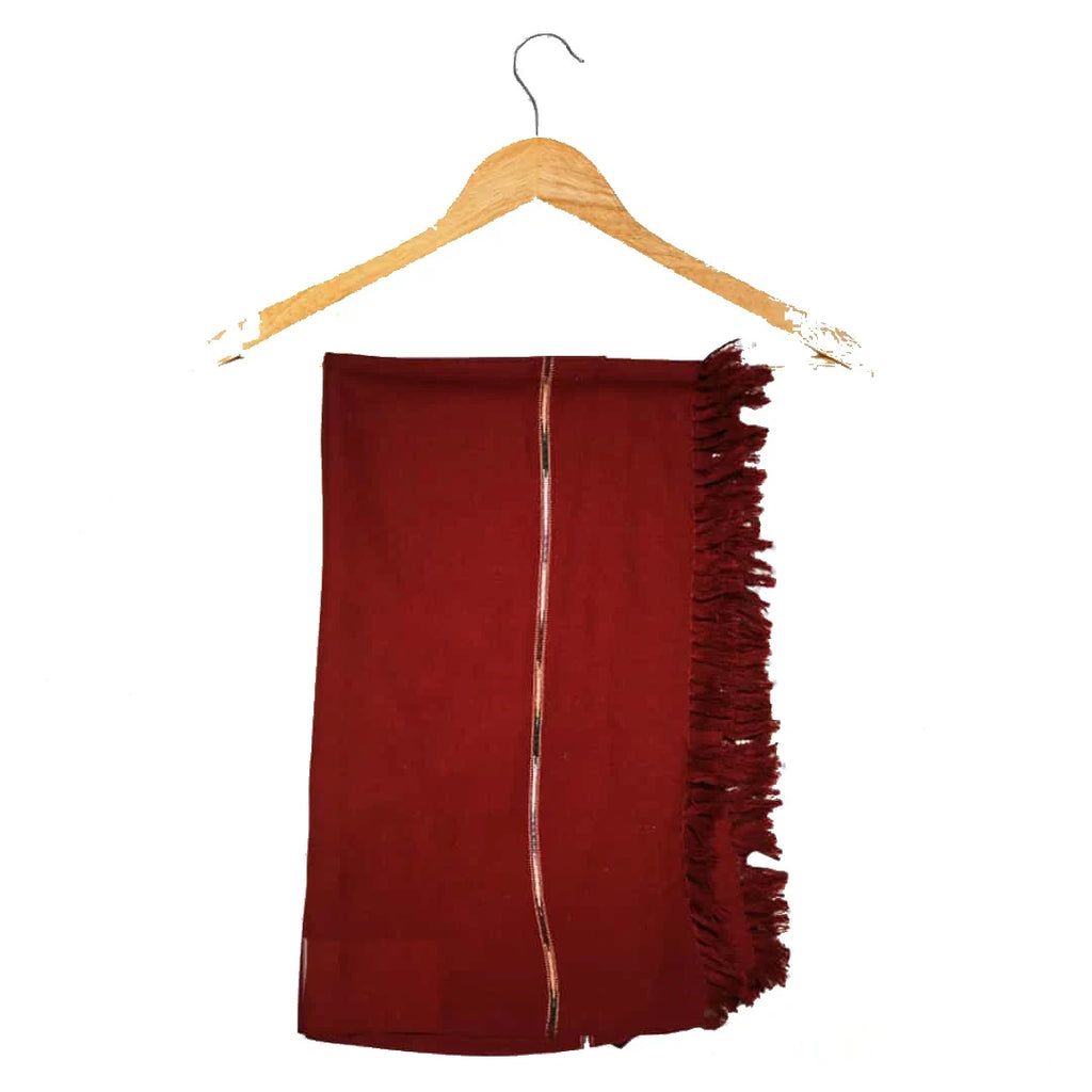 Handmade Pure Maroon Woolen Shawl