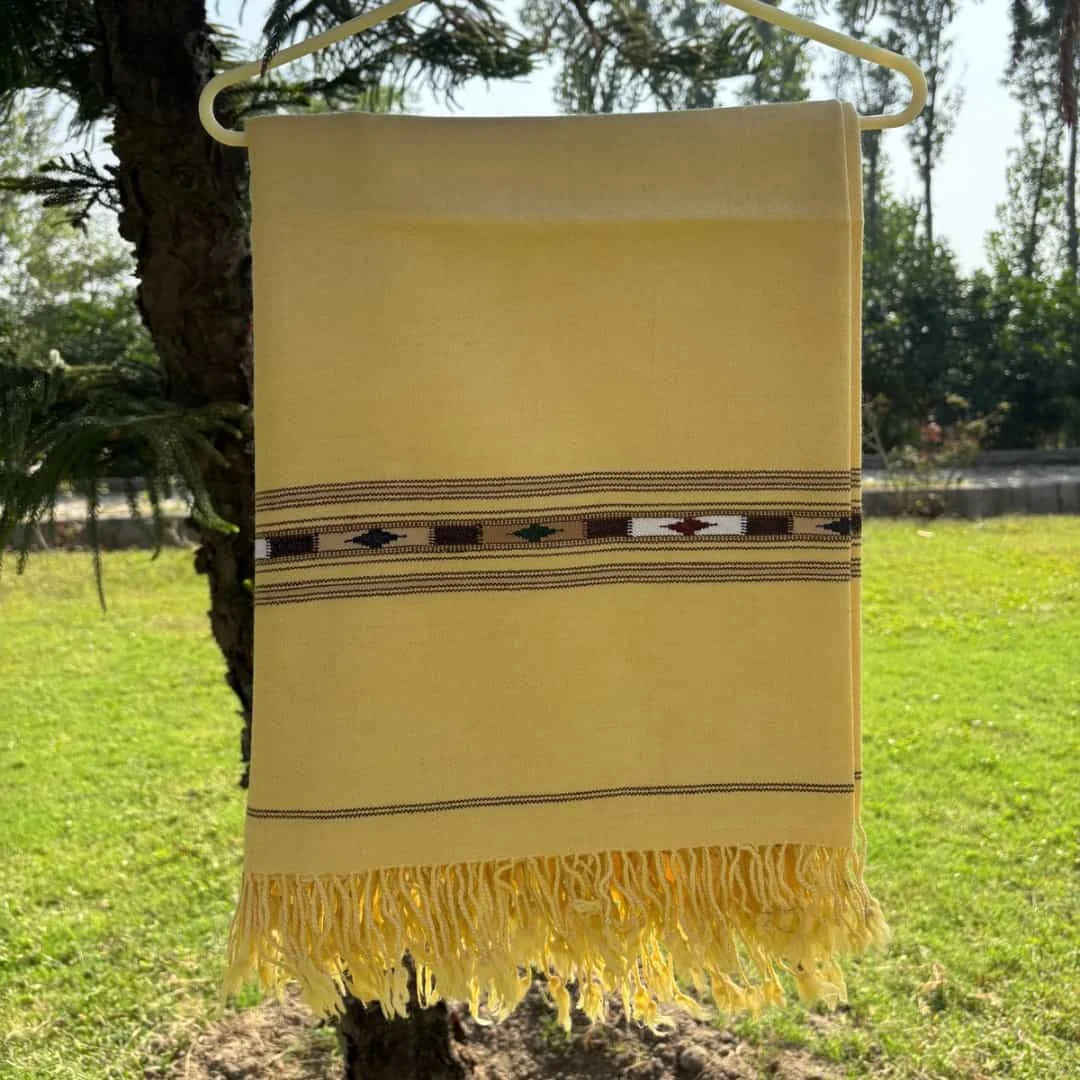 Ivory Cream 48 Pure Australian Woolen Shawl with Frame Border