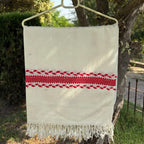 Ladies Off-White Pashmina Shawl with Red Border