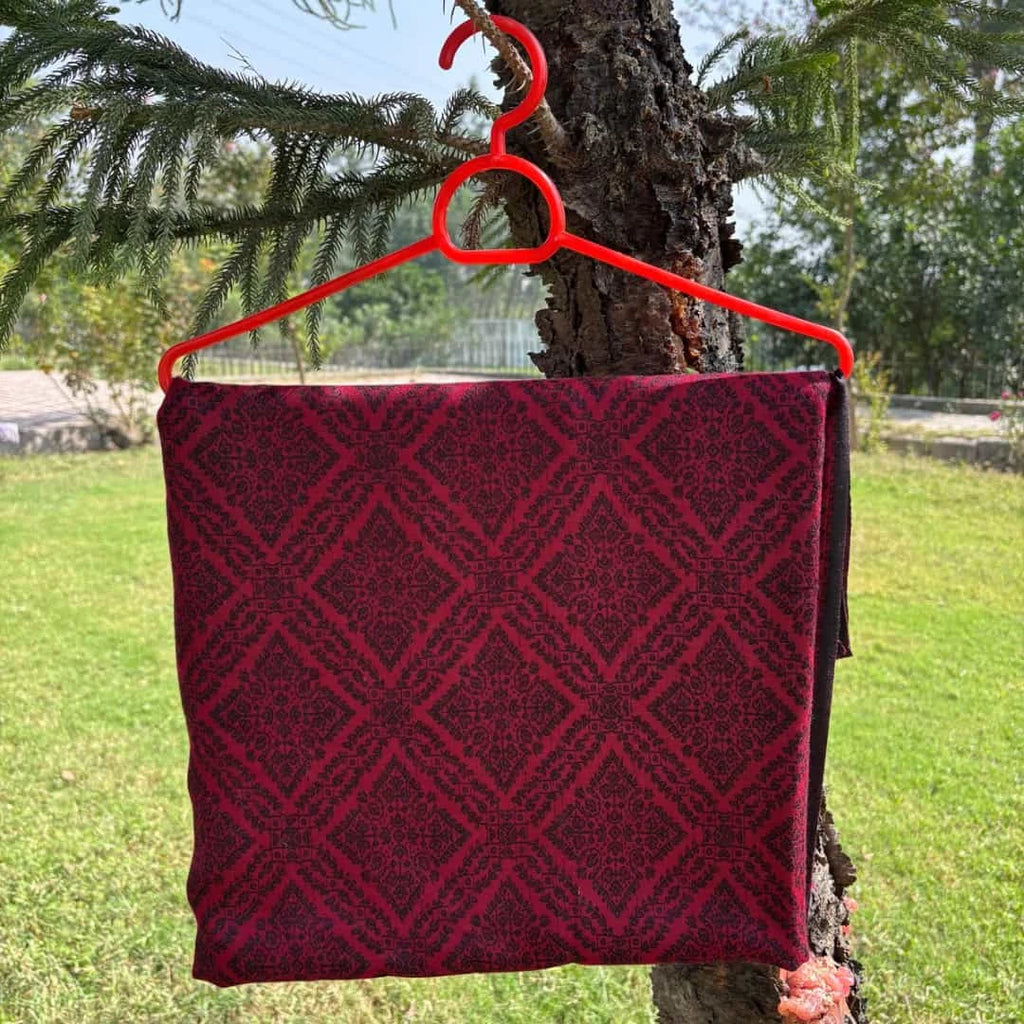 Ladies Red Pashmina Swati Shawl - view 2