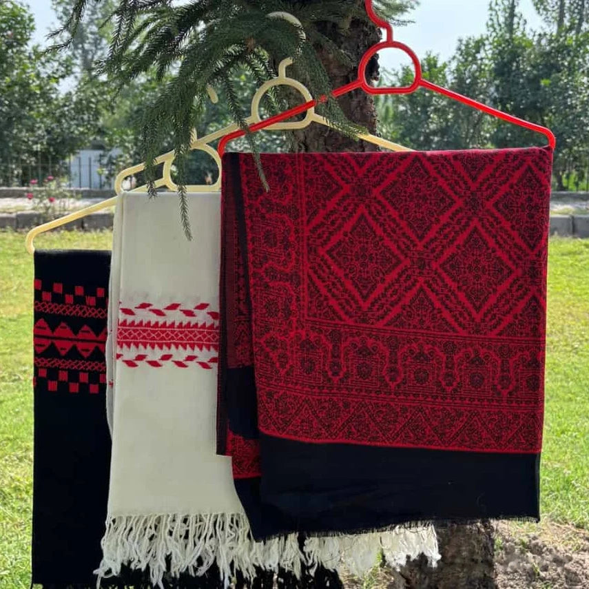 Ladies Red Pashmina Swati Shawl - view 3