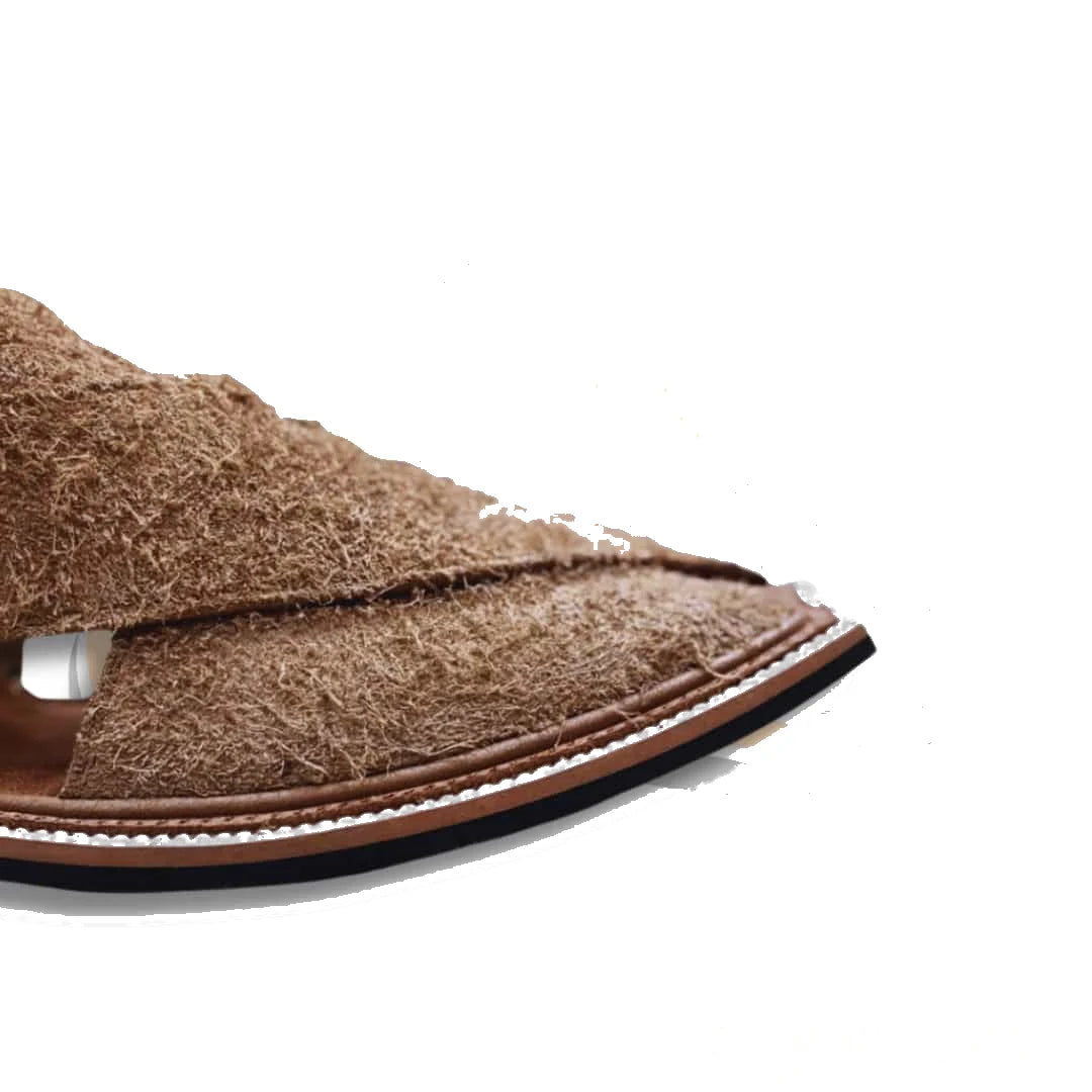 Light Brown Suede Peshawari Chappal - view 4