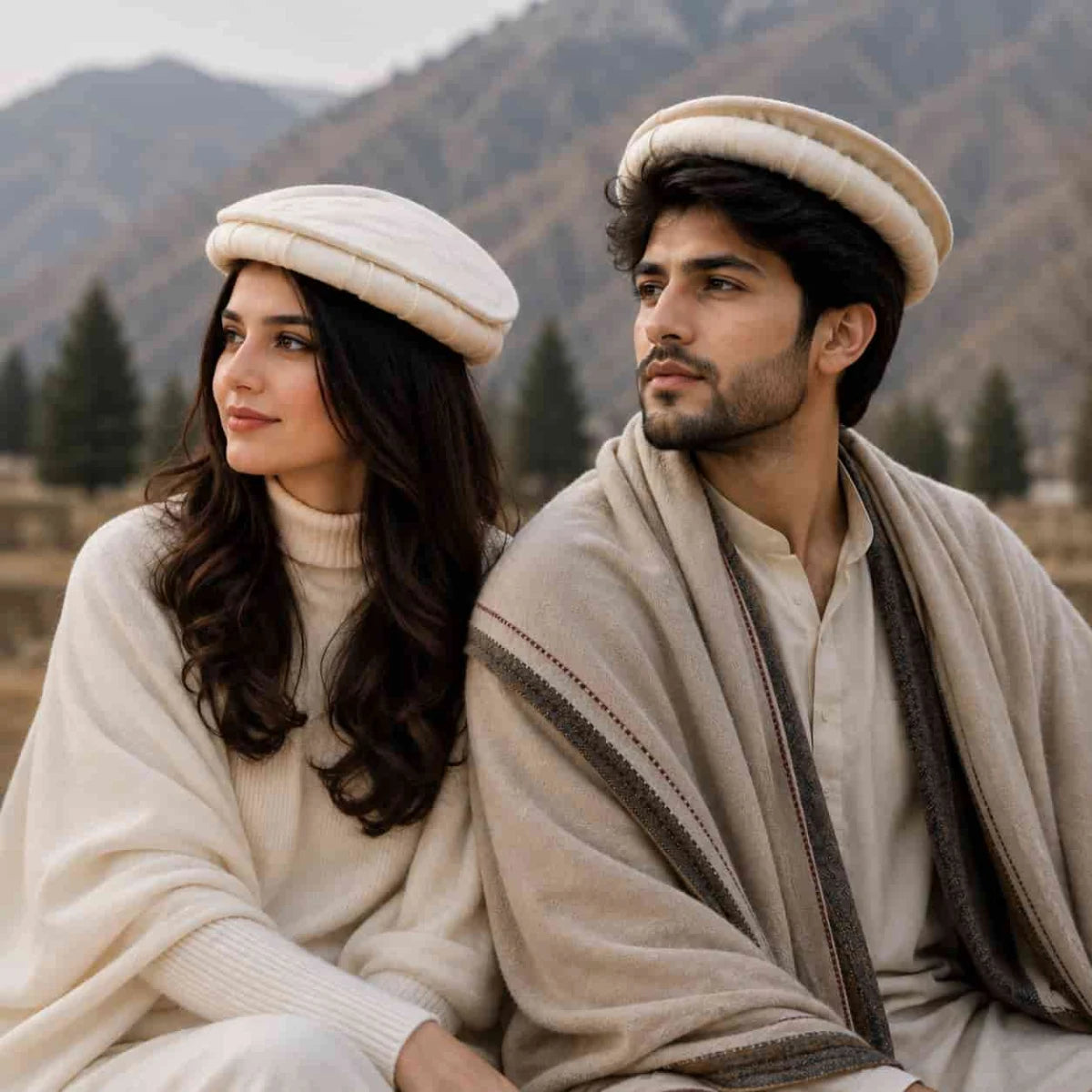 Luxury Handmade Pure Wool White Chitrali Pakol Cap - view 2