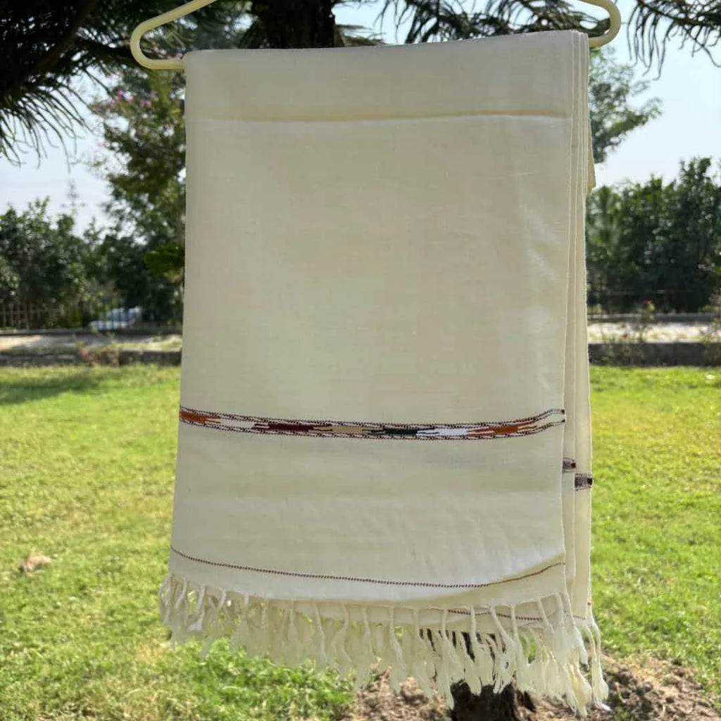 Men's Off-White Wool Shawl-E-Hindi