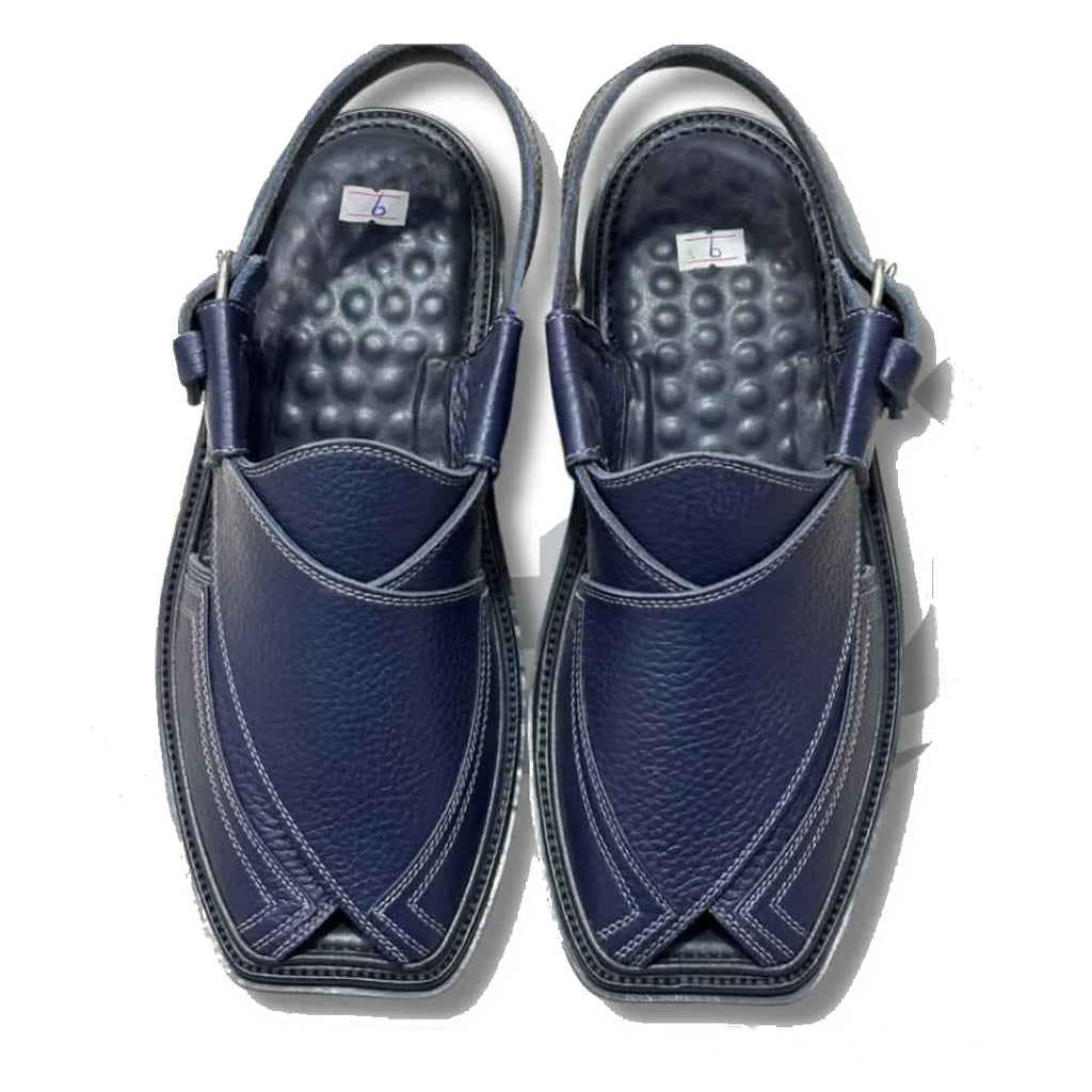 Navy Blue Crocodile Texture Takidar Peshawari Chappal