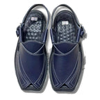Navy Blue Crocodile Texture Takidar Peshawari Chappal