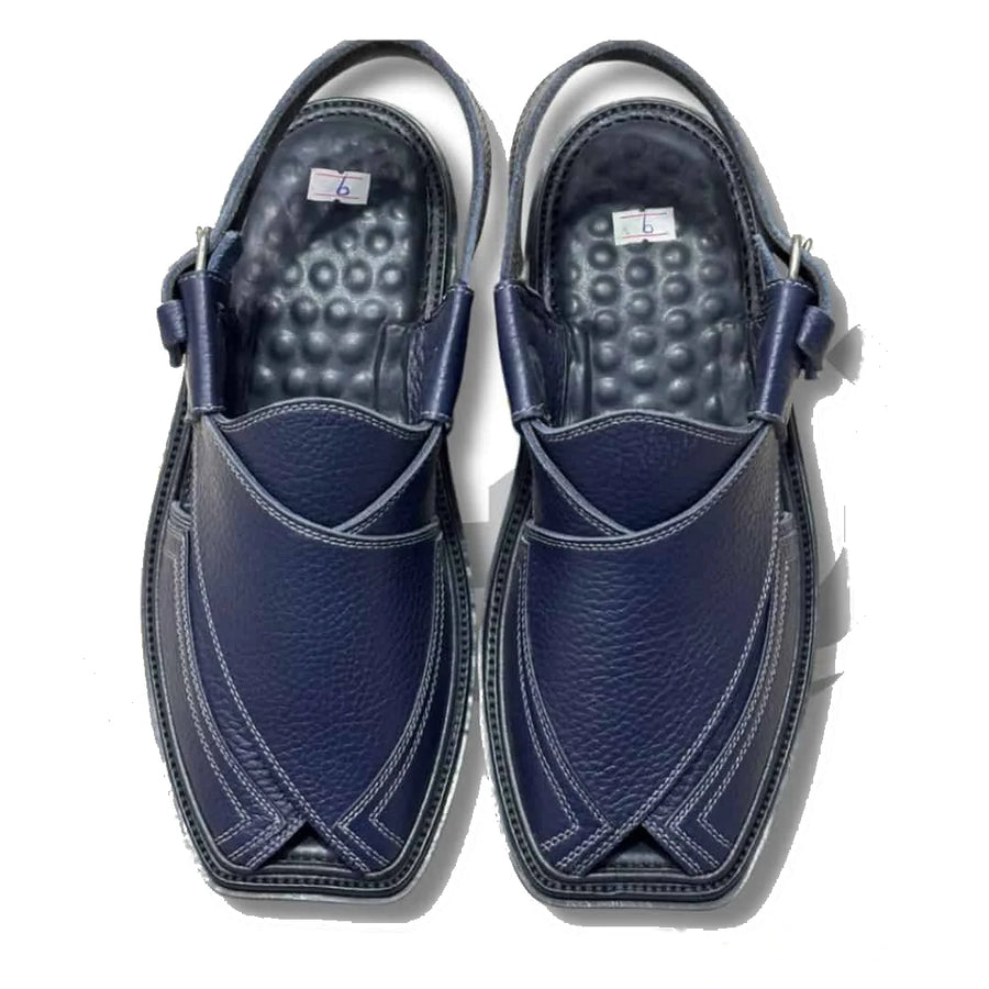Navy Blue Crocodile Texture Takidar Peshawari Chappal